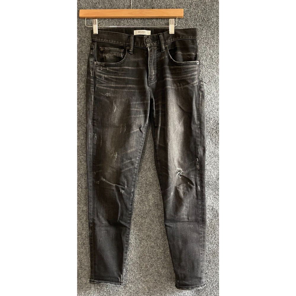 MOUSSY Vintage 25 Velma Jeans Skinny Denim Black Distressed Womens